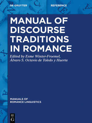 cover image of Manual of Discourse Traditions in Romance